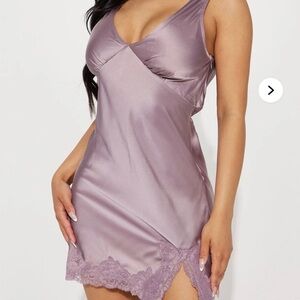 *NWT* Fashion Nova Purple Rina Satin Mini Slip Dress